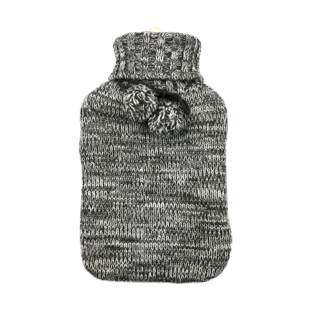 Hot Water Bottle & Cover - Charcoal Marle Pom Pom - The Grain Shop