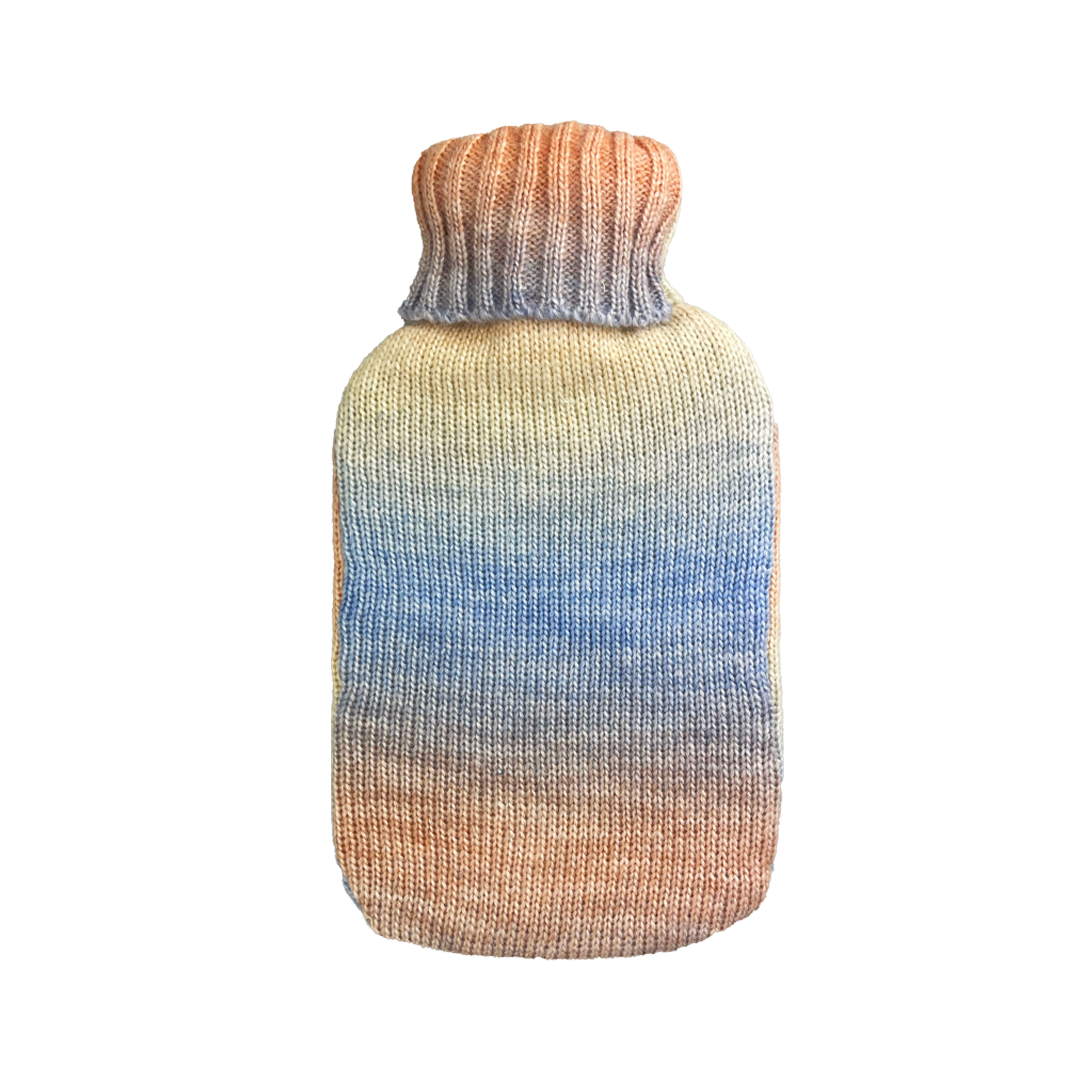Hot Water Bottle & Cover - Blue Coral Gradient Knit - The Grain Shop