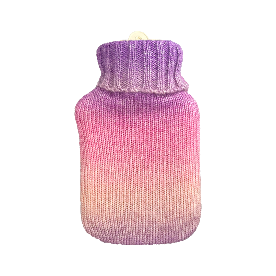 Hot Water Bottle 700mL & Cover - Pink Purple Gradient Knit - The Grain Shop