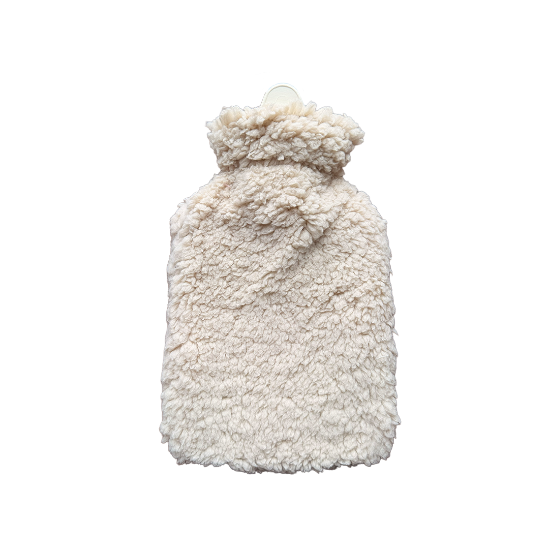 Hot Water Bottle 700mL & Cover - Tan Sherpa - The Grain Shop