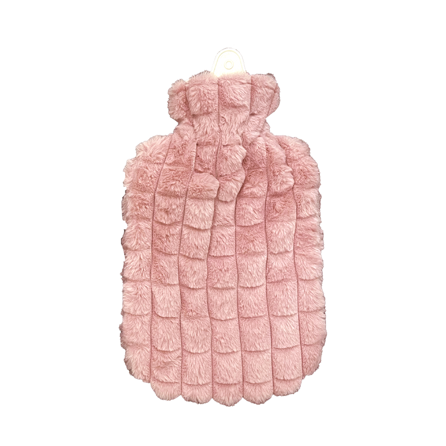 Hot Water Bottle & Cover - Pink Grid Plush - The Grain Shop